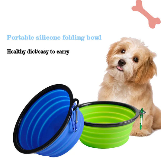 Foldable Silica Gel Water & Feeding Bowl